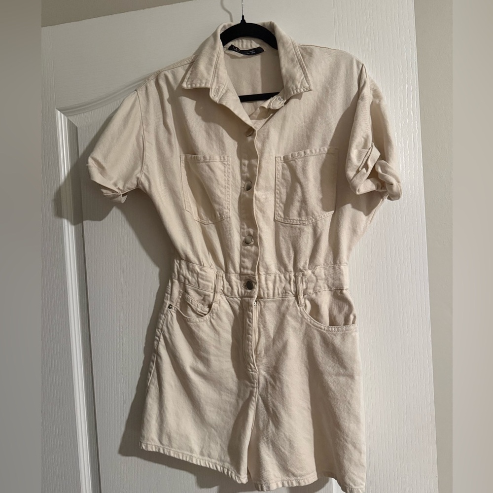 Zara Cream Short Sleeve Romper